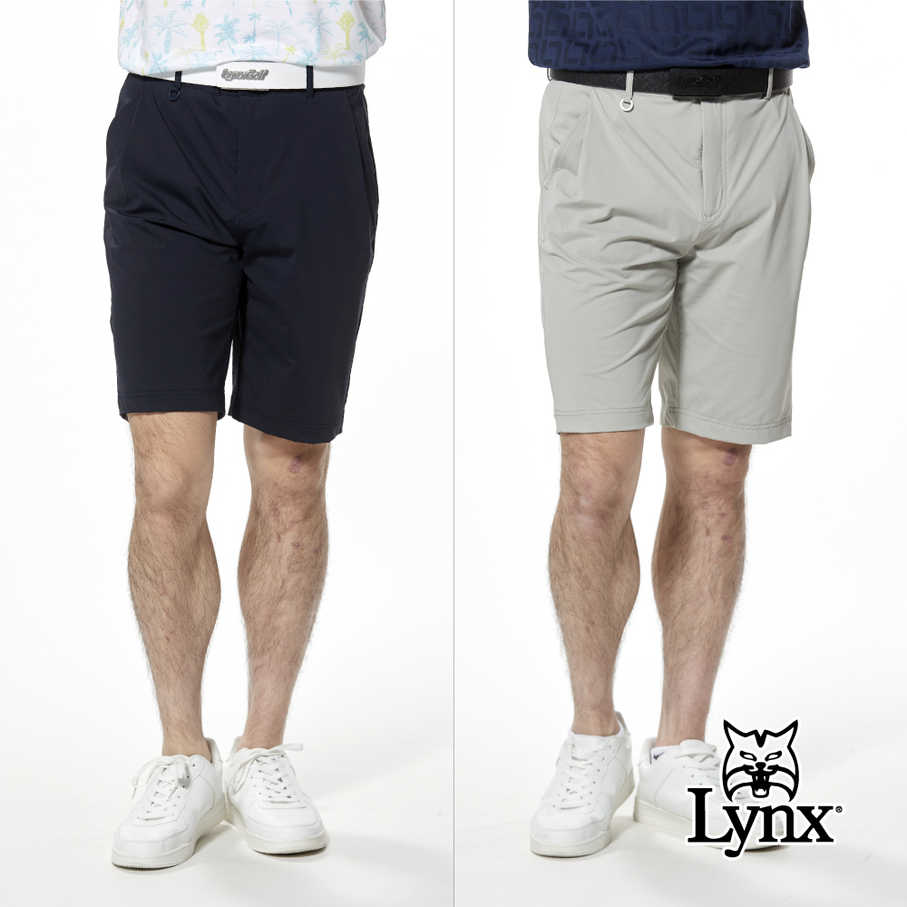 【Lynx Golf】日本面料極簡外觀三色織帶造型袋口單折休閒短褲