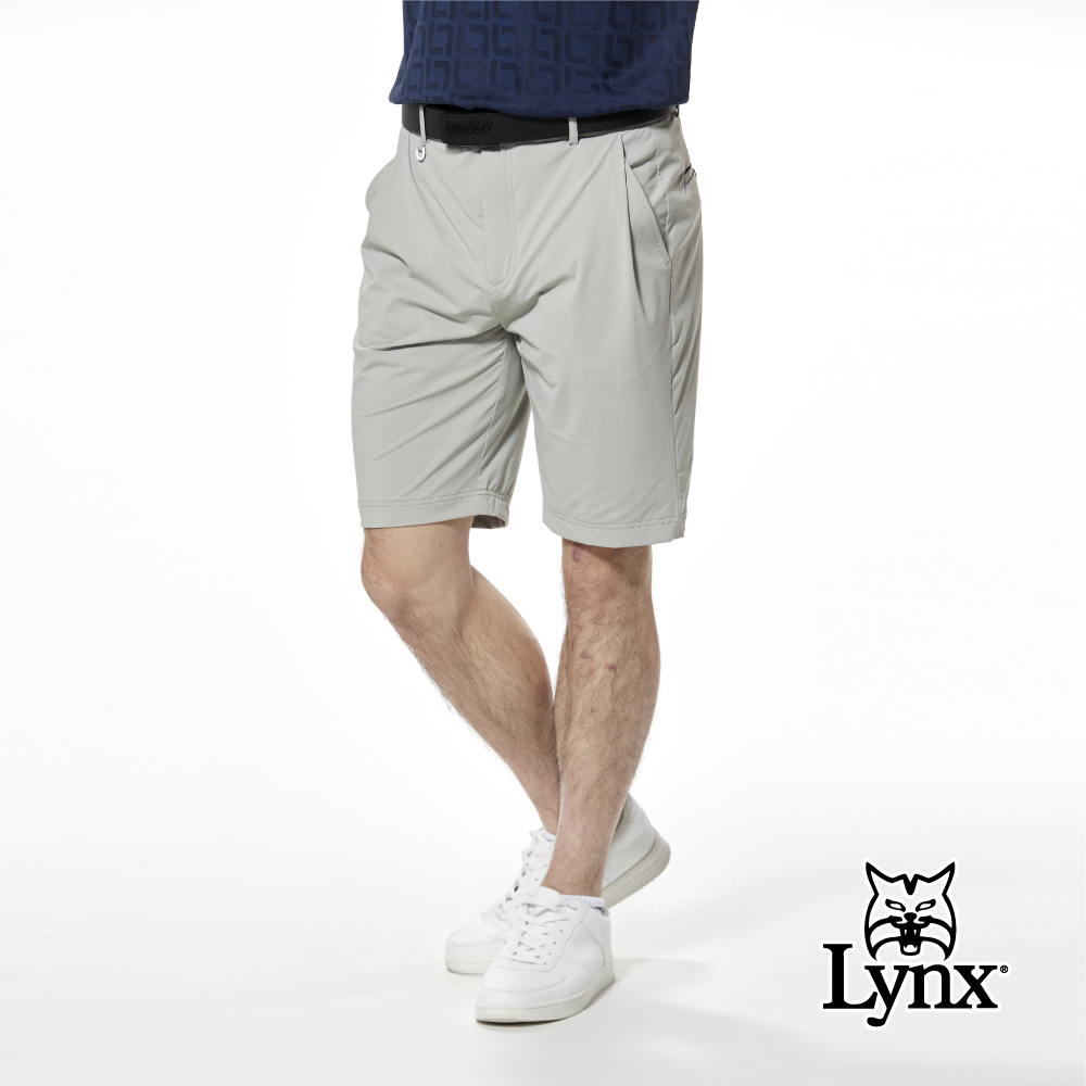 【Lynx Golf】日本面料極簡外觀三色織帶造型袋口單折休閒短褲