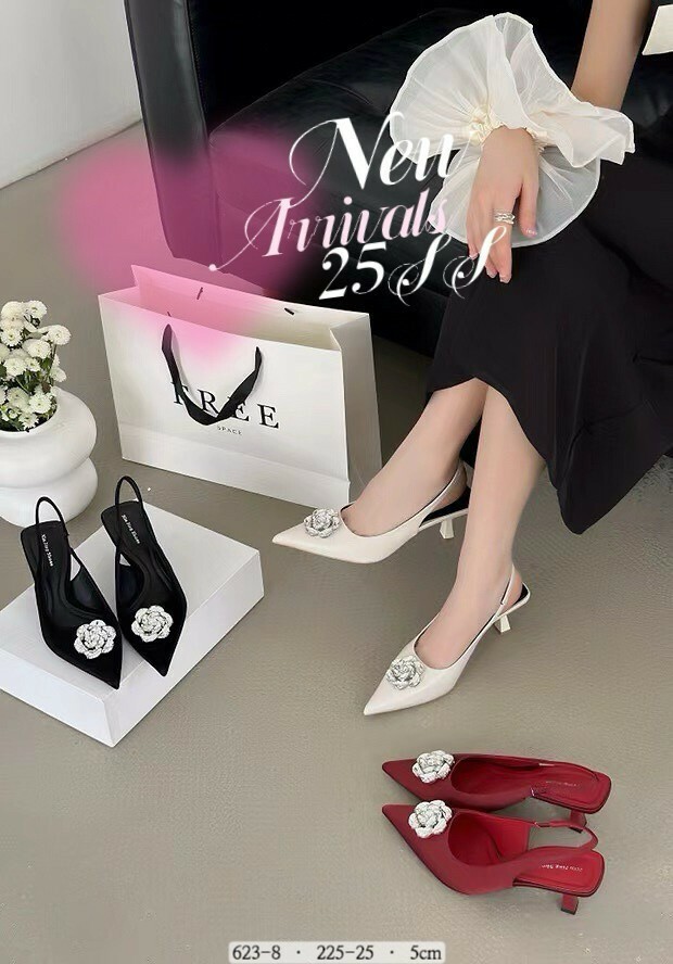 623-8韓國浪漫山茶花後勾高跟鞋