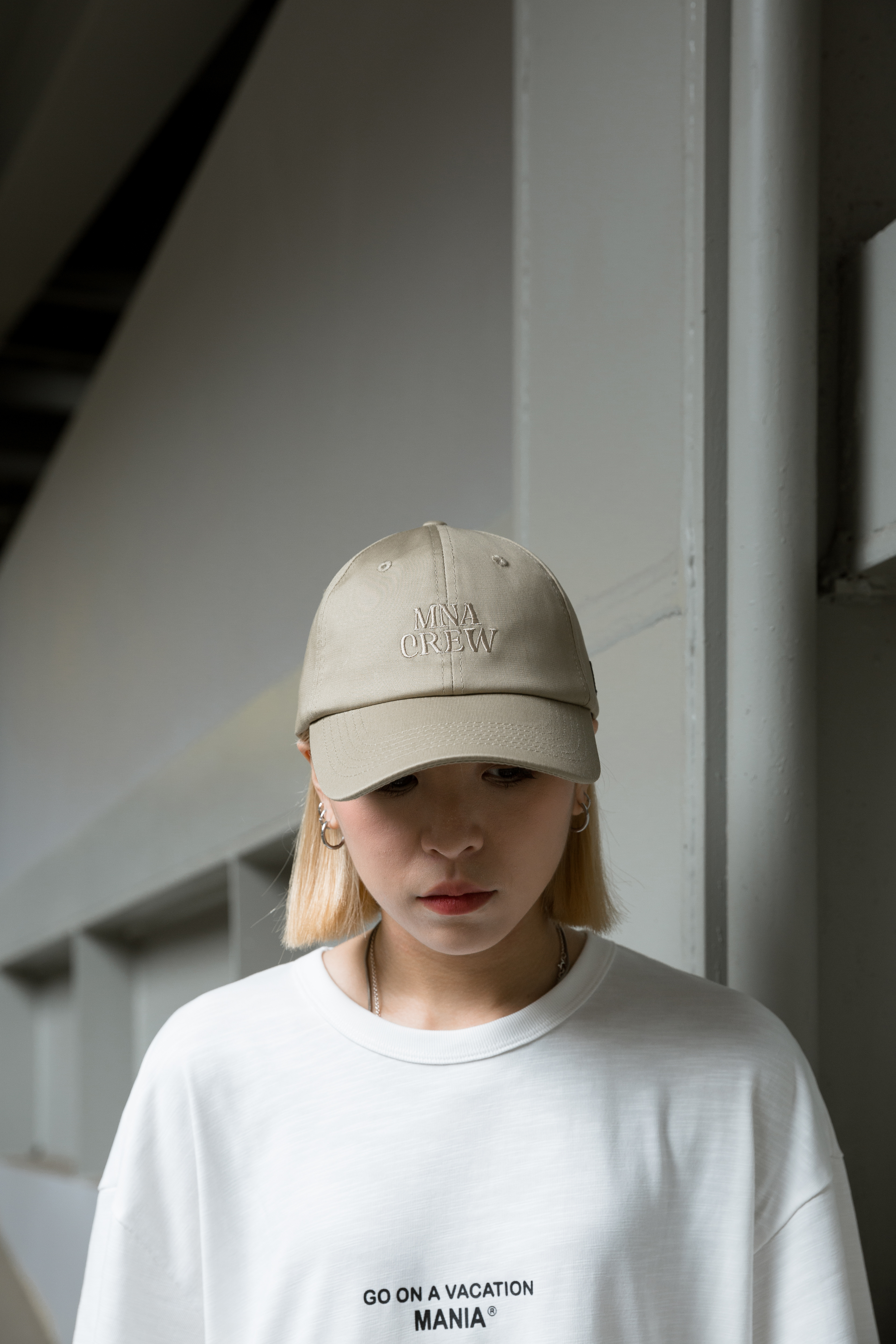 MANIA 復古棒球帽 老帽 電繡 藍/卡其 24 S/S Embroidered Text Cap