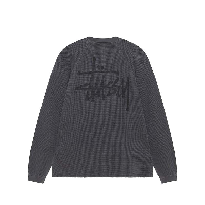 STUSSY BASIC THERMAL Washed Black 華夫格長袖 水洗黑 1140356-WK [台灣現貨]