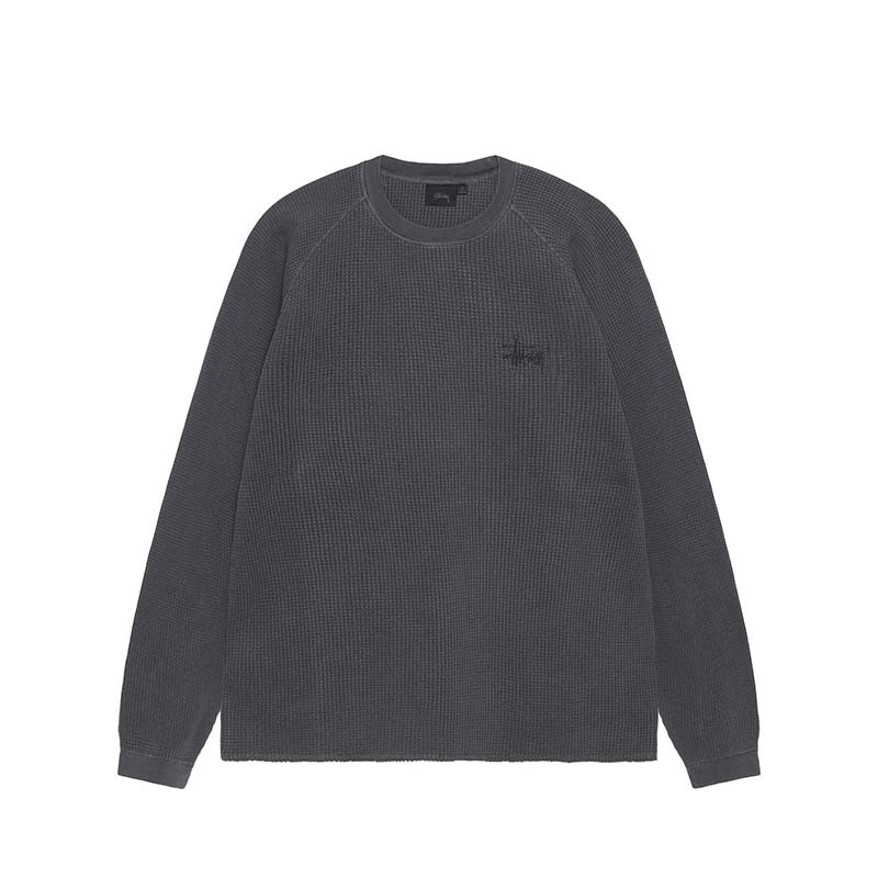 STUSSY BASIC THERMAL Washed Black 華夫格長袖 水洗黑 1140356-WK [台灣現貨]