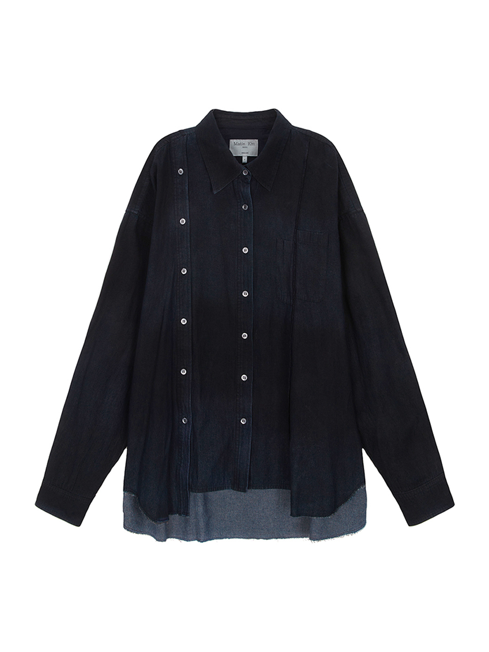 丹寧不規則剪裁色染襯衫 海軍藍