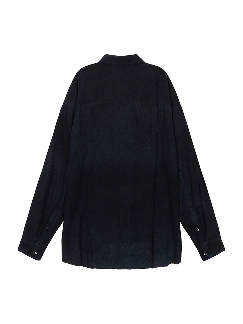 丹寧不規則剪裁色染襯衫 海軍藍