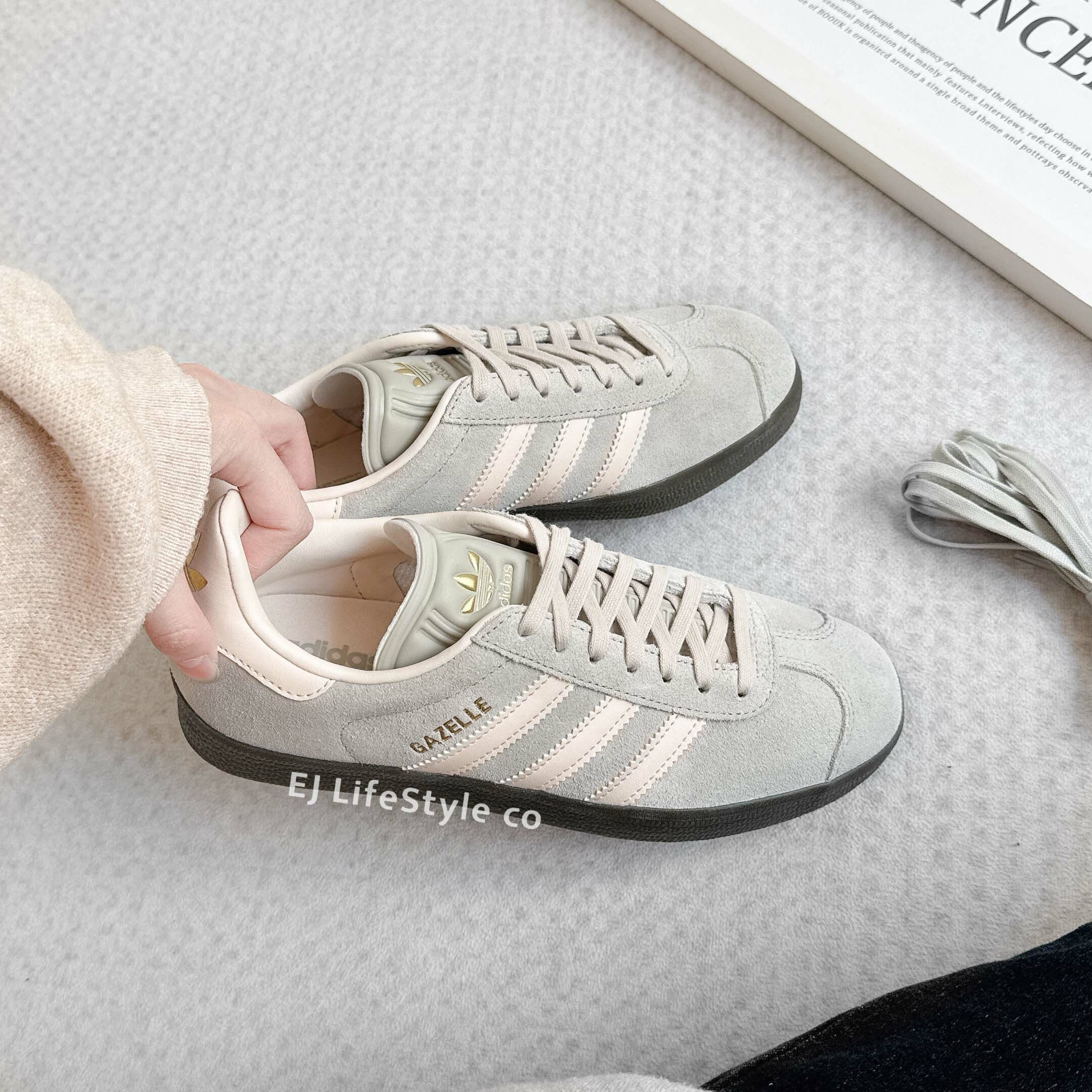 ADIDAS GAZELLE 奶油粉灰 柔粉 灰綠 男鞋  JP7777 / 預購