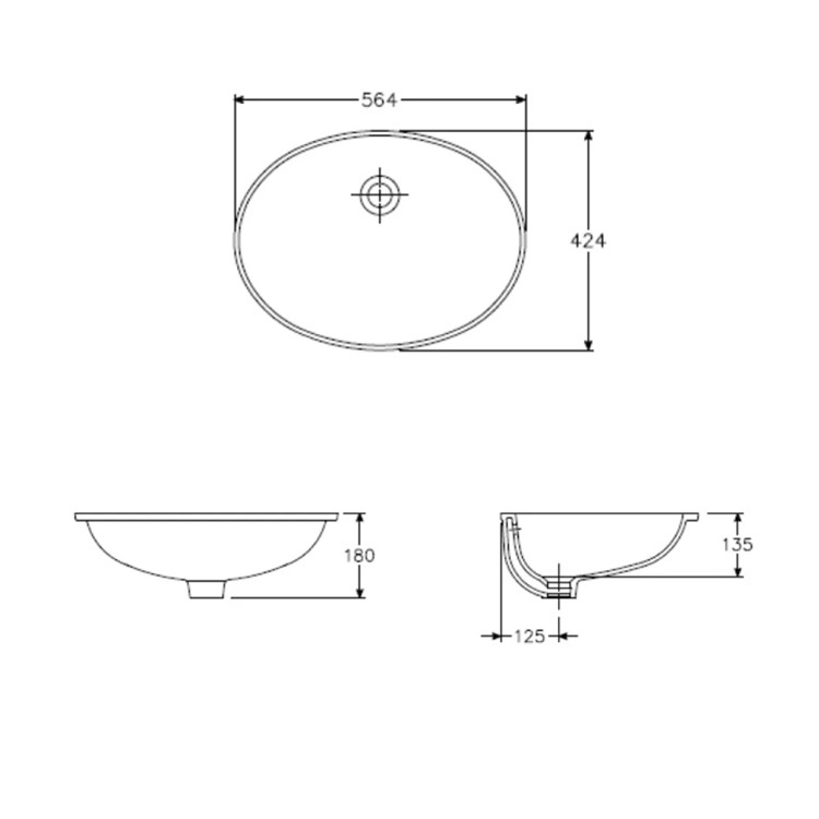 Roca "Berna" 3-27871001 Under countertop vitreous china basin