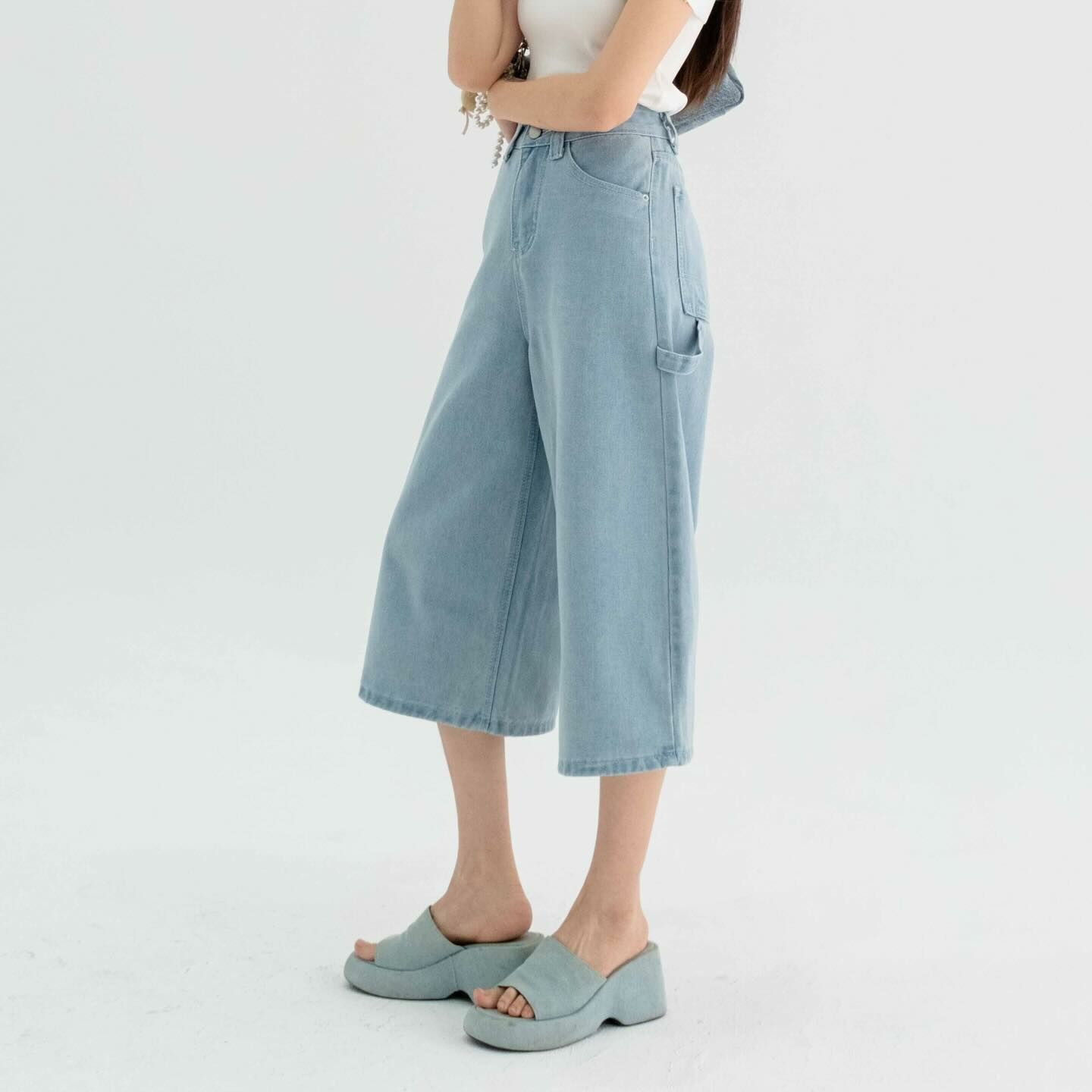 Kimmame - Culottes 牛仔七分寬腳褲