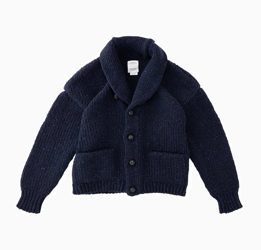 VISVIM COWICHAN SHORT HAND-KNIT - NAVY SIZE 2 PRE ORDER ITEM (預訂中)