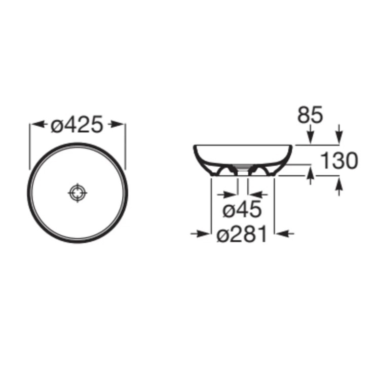 Roca "Bol" 32787M000 Over countertop vitreous china basin, without overflow