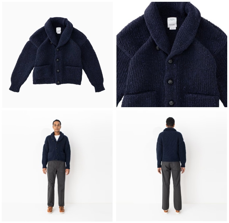 VISVIM COWICHAN SHORT HAND-KNIT - NAVY SIZE 2 PRE ORDER ITEM (預訂中)