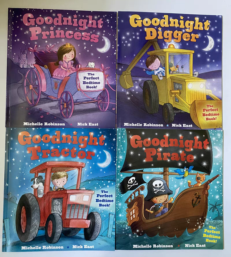 Goodnight Princess, Digger ,Tracktor , Pirate : 4 books Collection