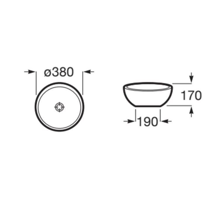 Roca "Bol" 32787K000 Over countertop vitreous china basin, without overflow