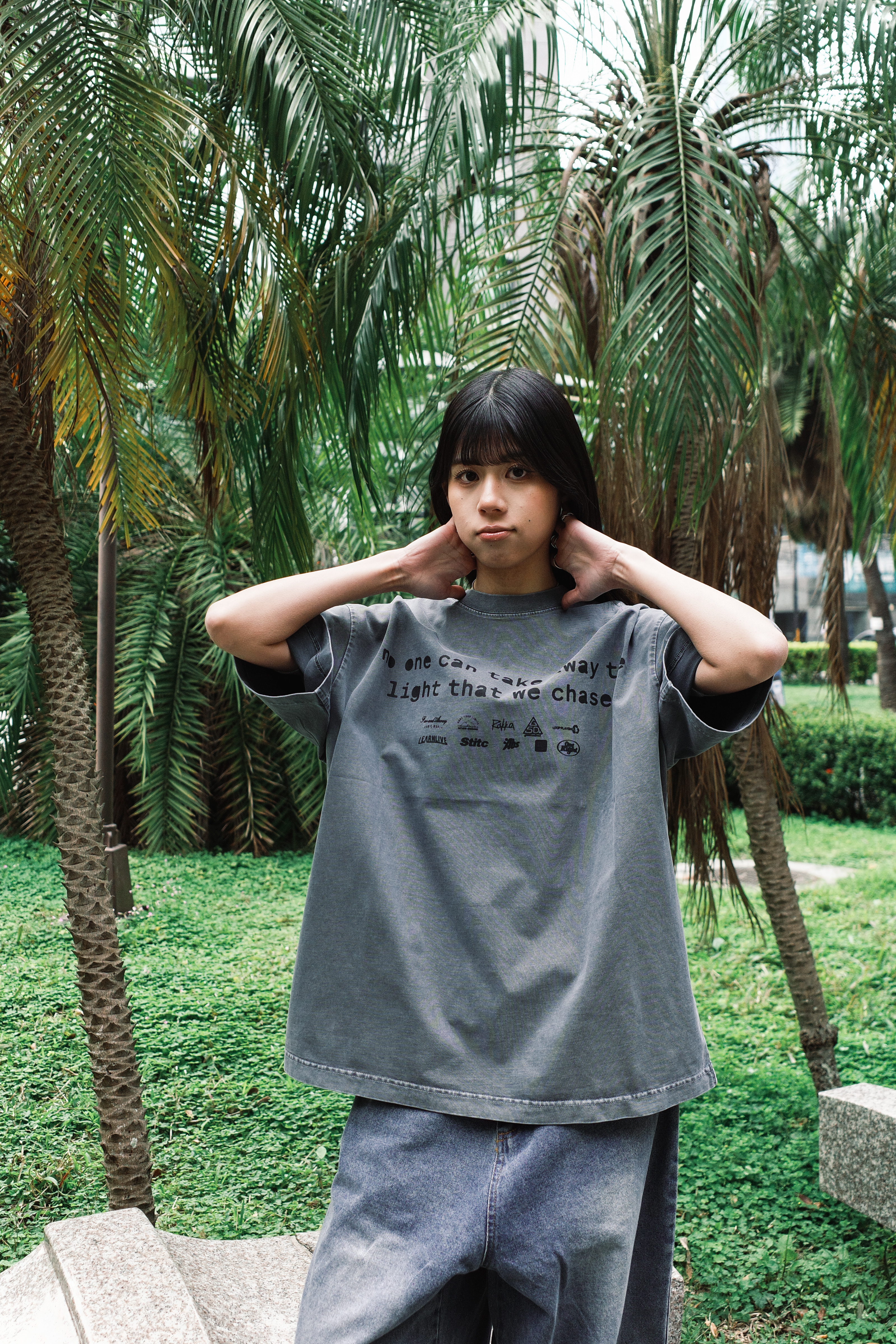 『Always_Good』文字標語 重磅 水洗 印花 短T