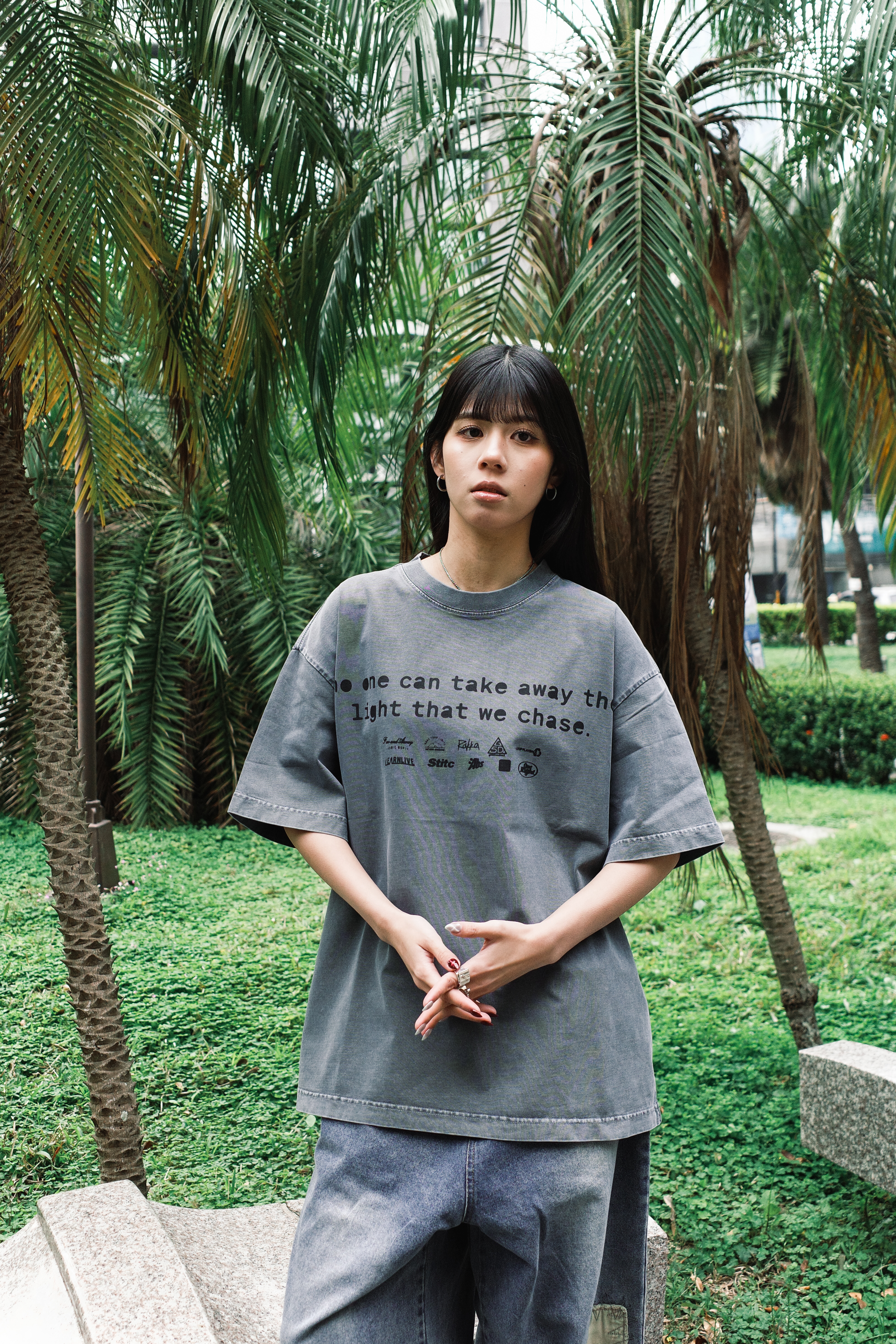 『Always_Good』文字標語 重磅 水洗 印花 短T