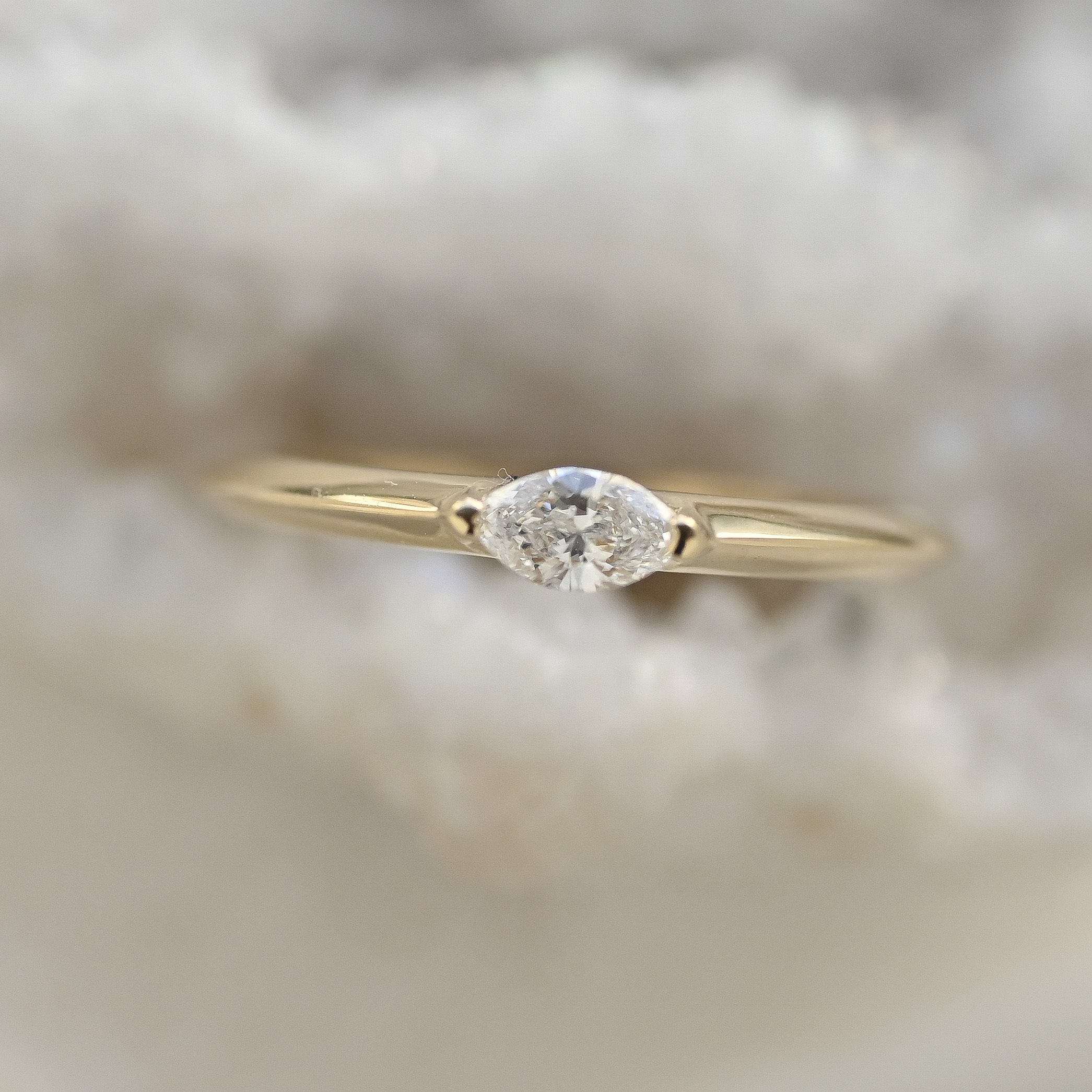 18K 0.10ct Marquise Ring