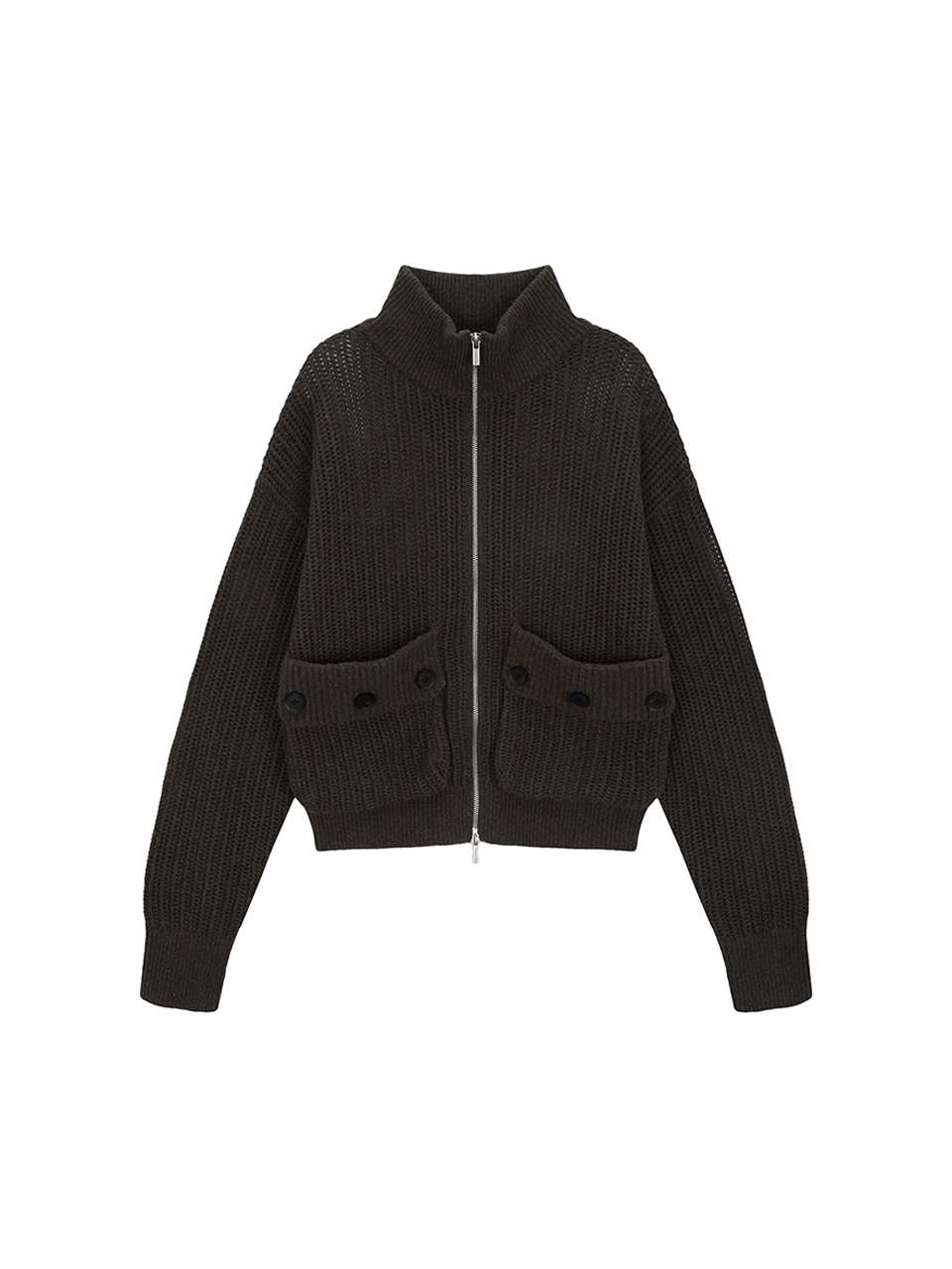 大口袋針織外套 棕色