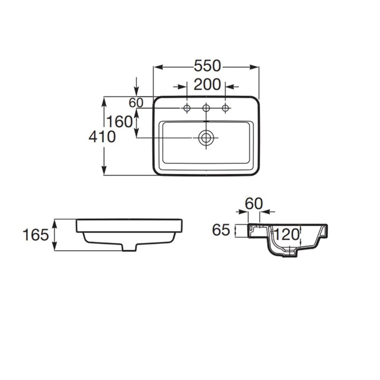 Roca "The Gap" 32747V00C Semi-Builtin Washbasin, with overflow & 1 tap hole