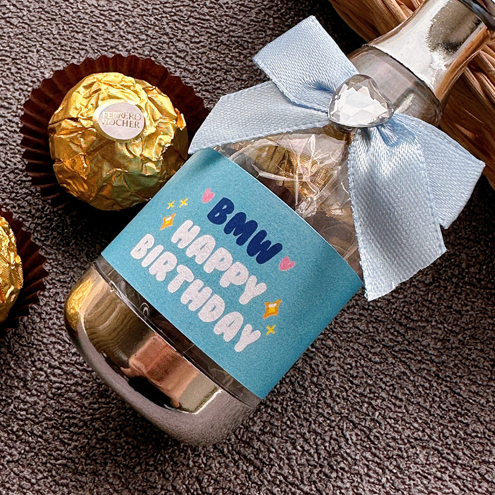 生日快樂 香檳糖果瓶(金莎2顆入)