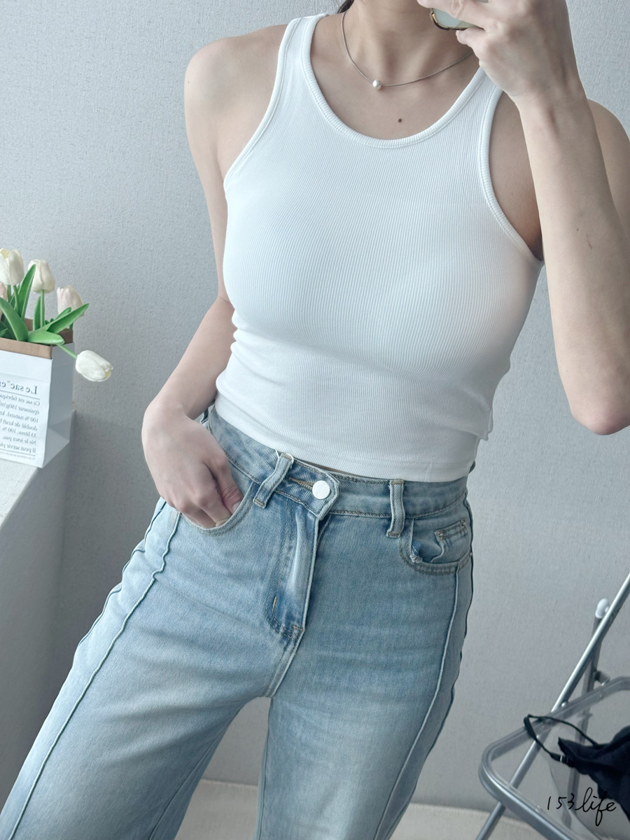 |現貨|削肩純色彈力胸墊bra背心(3色)