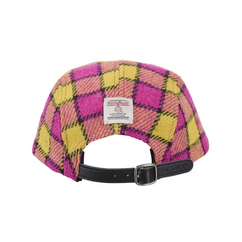 SUPREME HARRIS TWEED CAMP CAP PINK 格紋羊毛帽 粉黃 SS25H39-PK [台灣現貨]