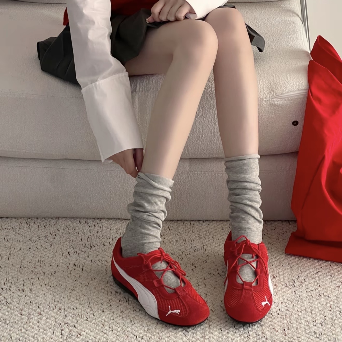 PUMA SPEEDCAT GO "RED" 紅白 網布 麂皮 芭蕾舞鞋 瑪莉珍鞋 403589-02