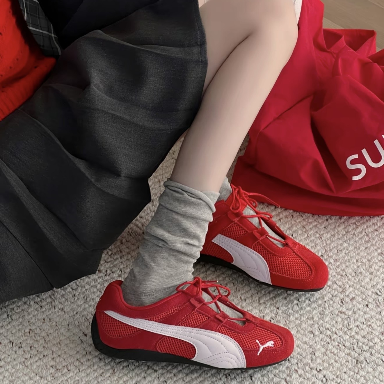 PUMA SPEEDCAT GO "RED" 紅白 網布 麂皮 芭蕾舞鞋 瑪莉珍鞋 403589-02