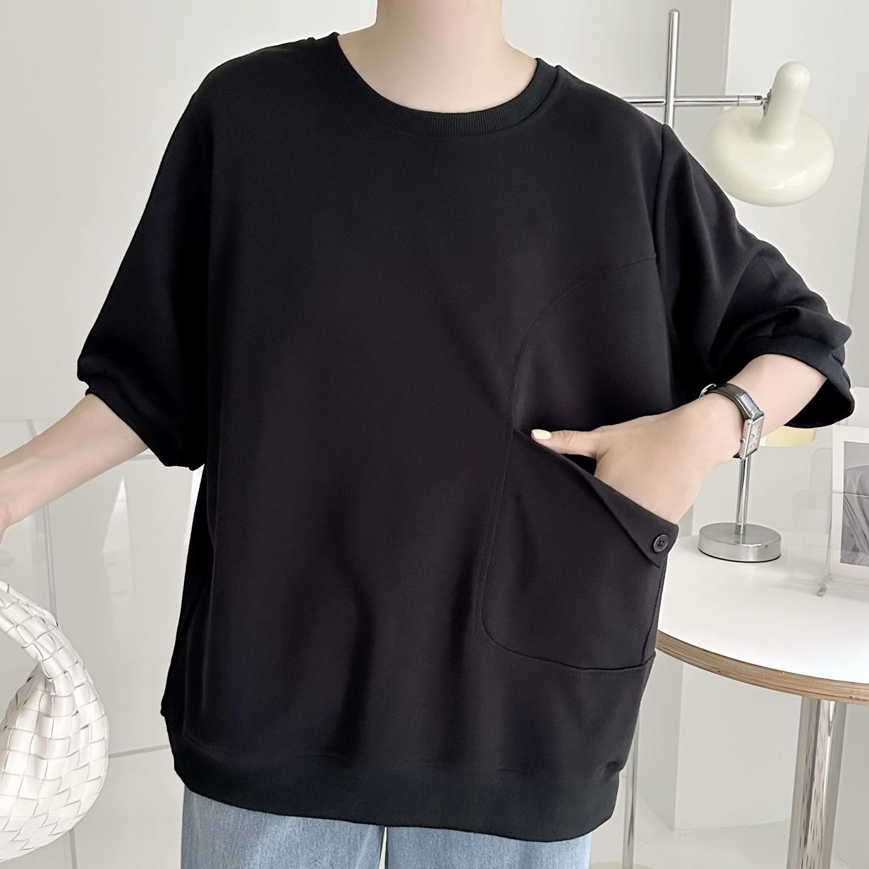 【BONNIE】斜袋短袖TOP