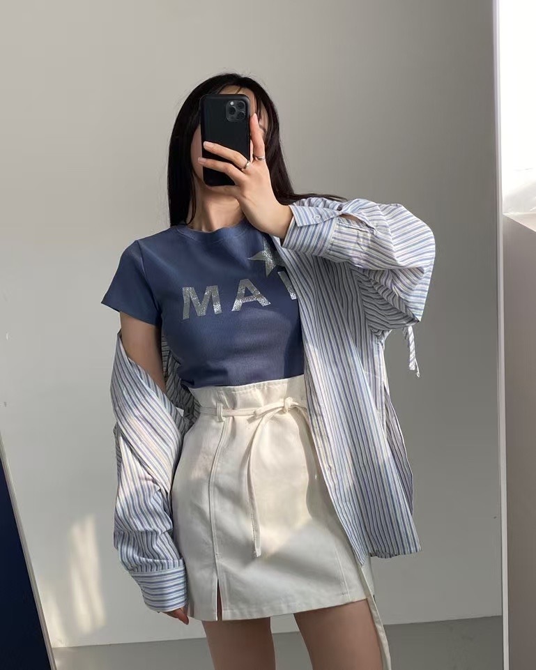 牛仔花苞綁繩短裙