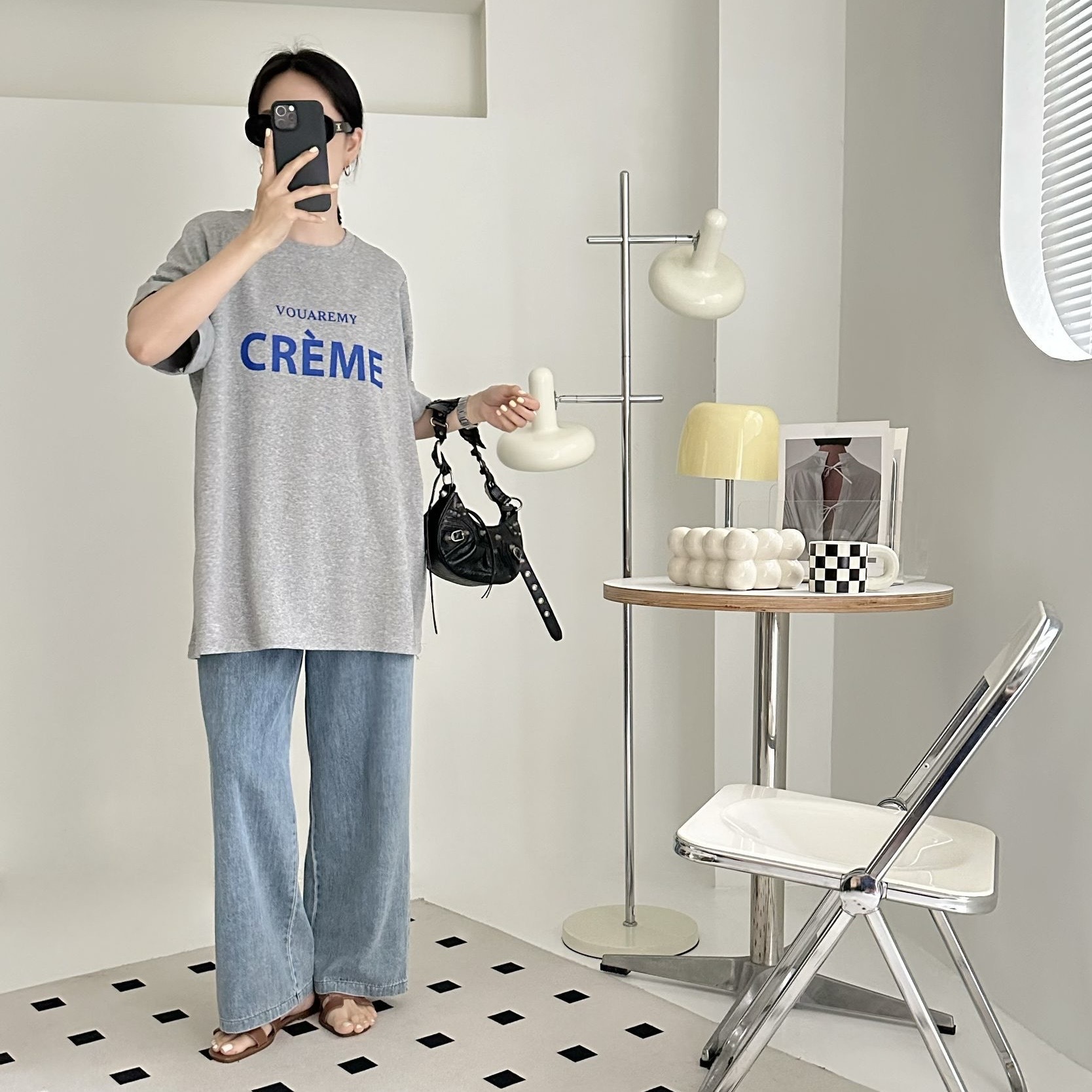 【BONNIE】反袖英文字長TOP