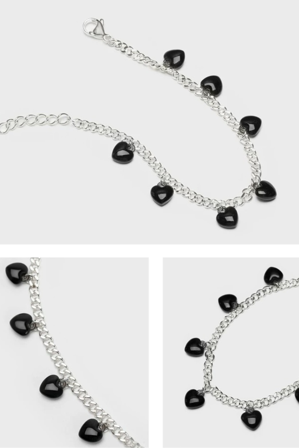 CHARLES & KEITH 小CK 織夢桃心系列 黑愛心手鍊