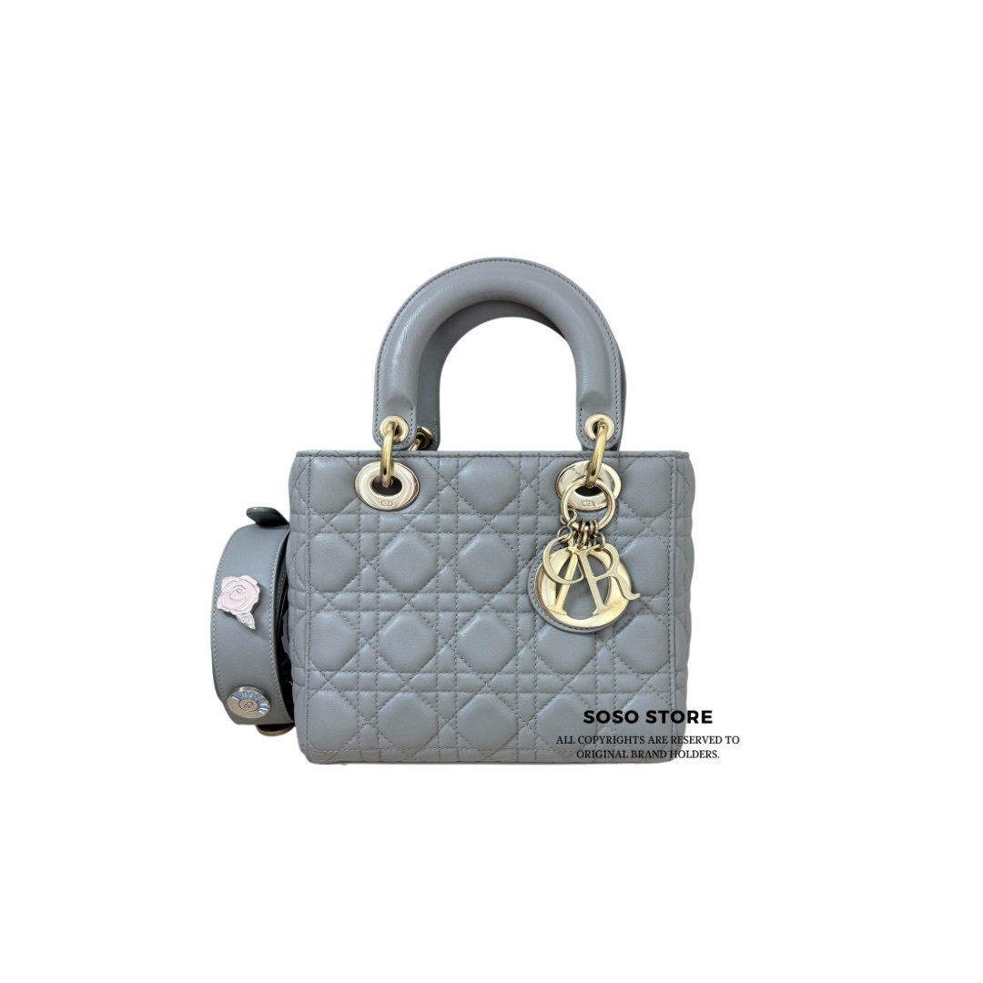 Dior Lady Dior Small Bag - Light Grey / Ghw
