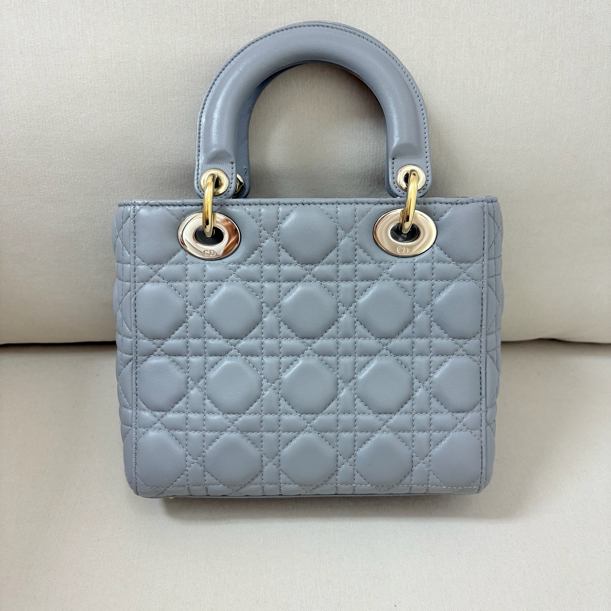 Dior Lady Dior Small Bag - Light Grey / Ghw