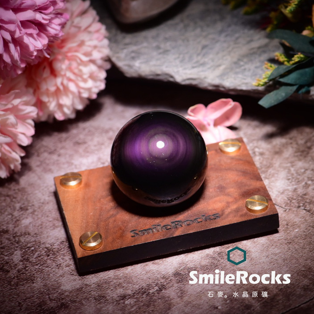 【石麥SmileRocks】彩虹光帶眼黑曜石球 直徑4.3cm