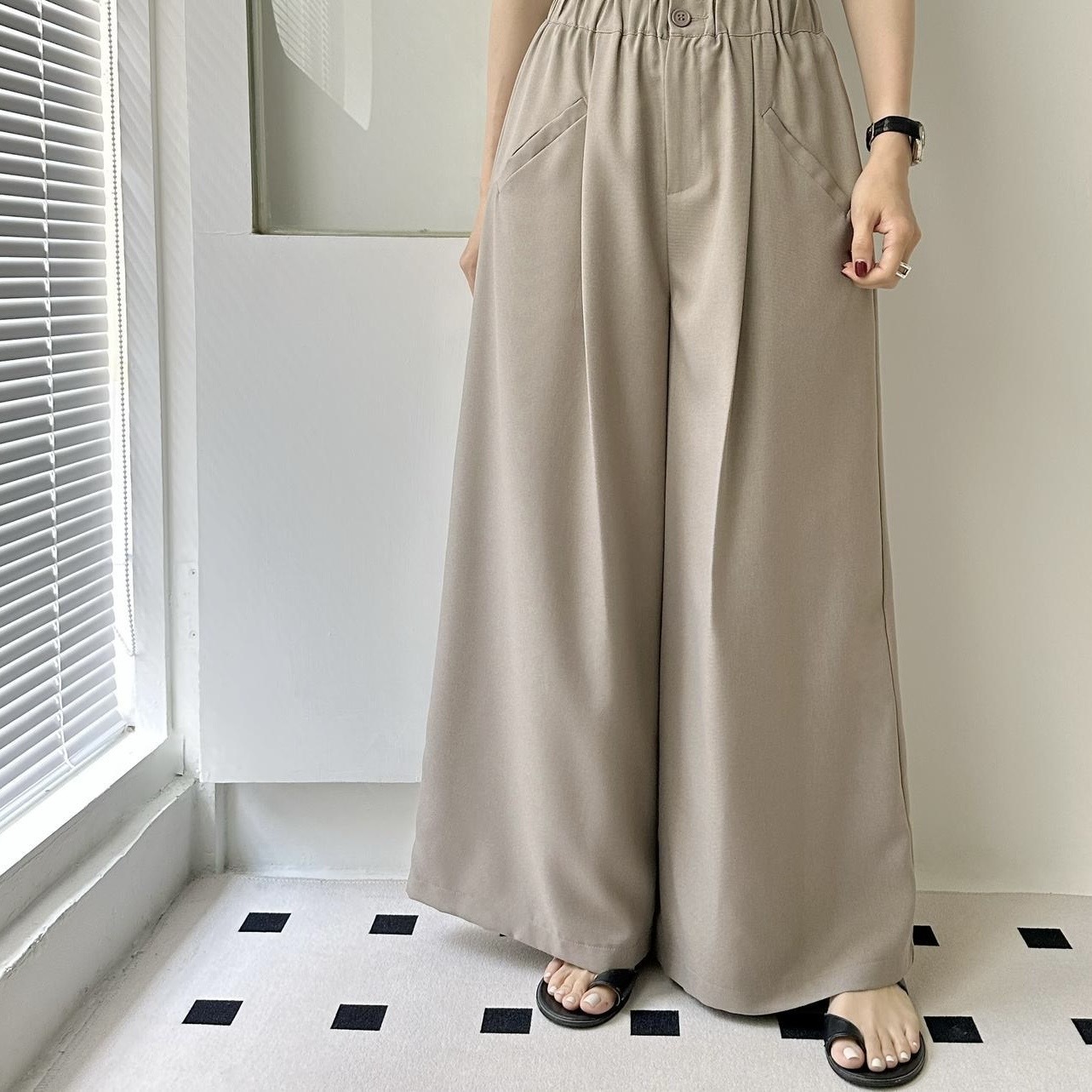 【BONNIE】全橡筋腰斜袋西褲