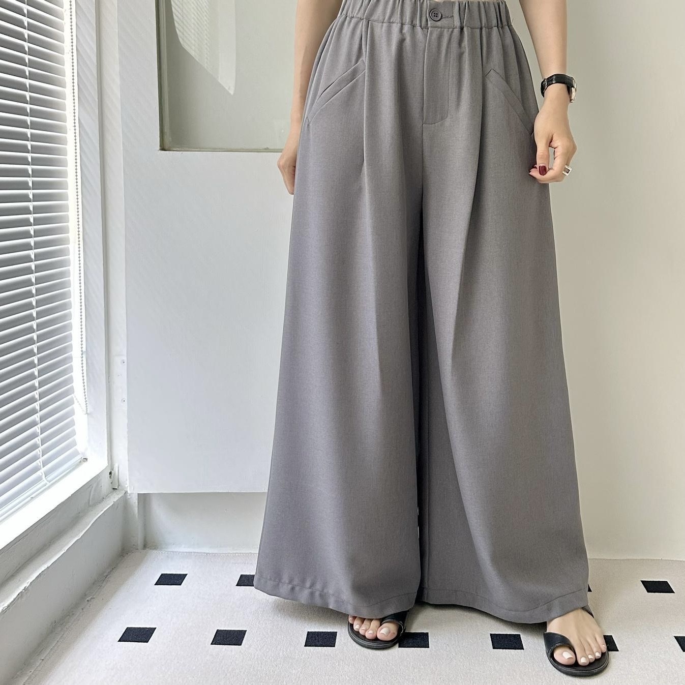 【BONNIE】全橡筋腰斜袋西褲