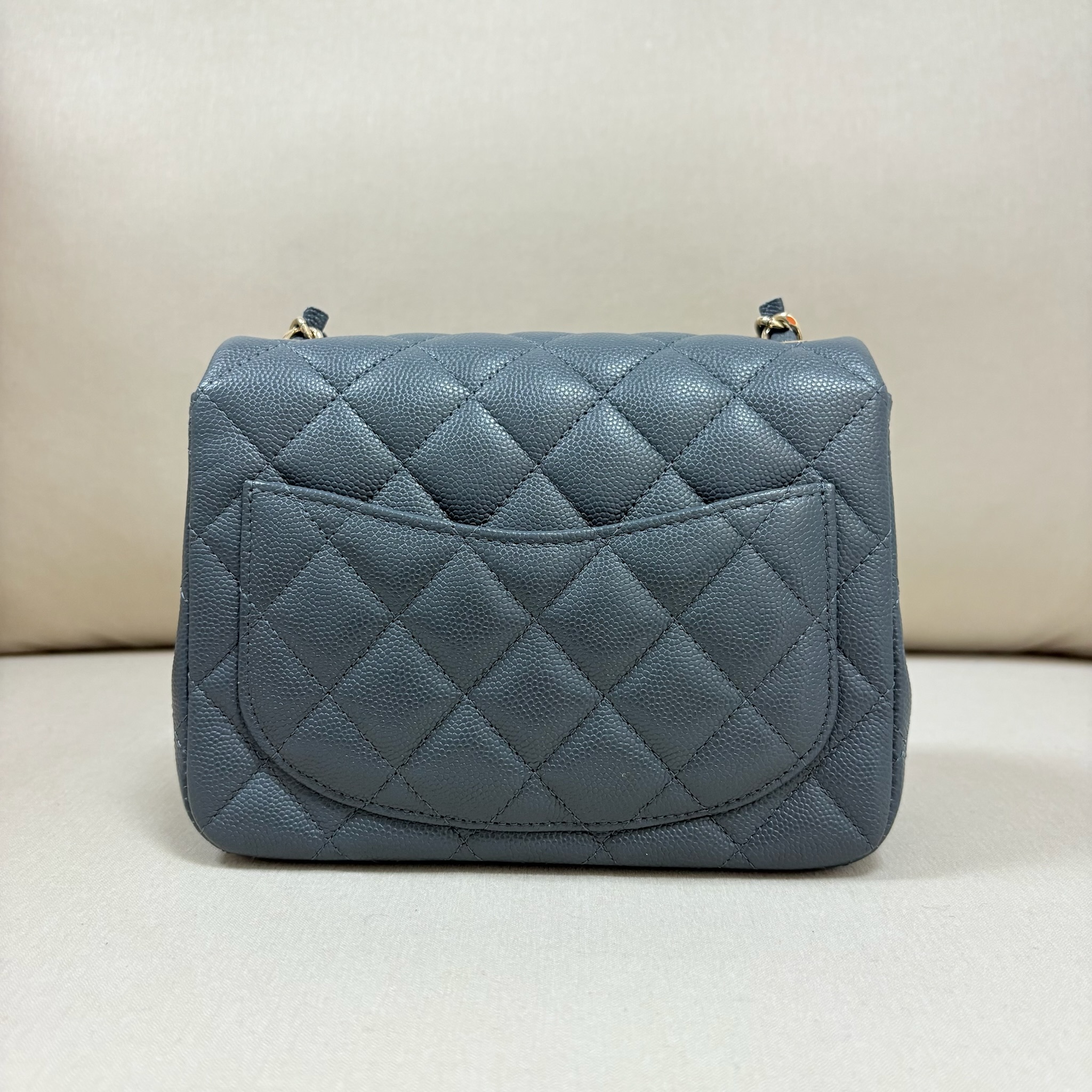 Chanel Mini Square Flap Bag - Grey / Ghw