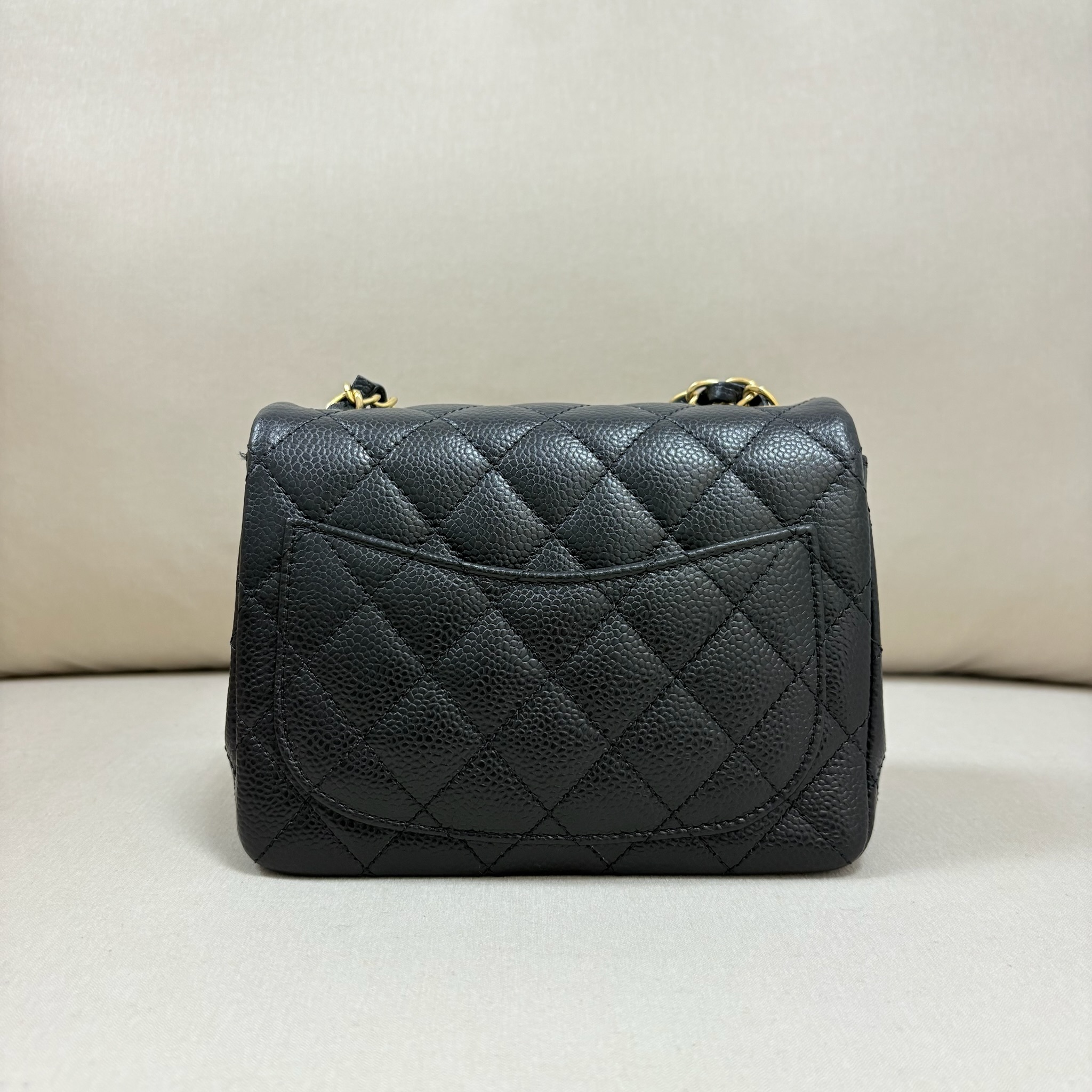 Chanel Mini Square Flap Bag - Black / Ghw