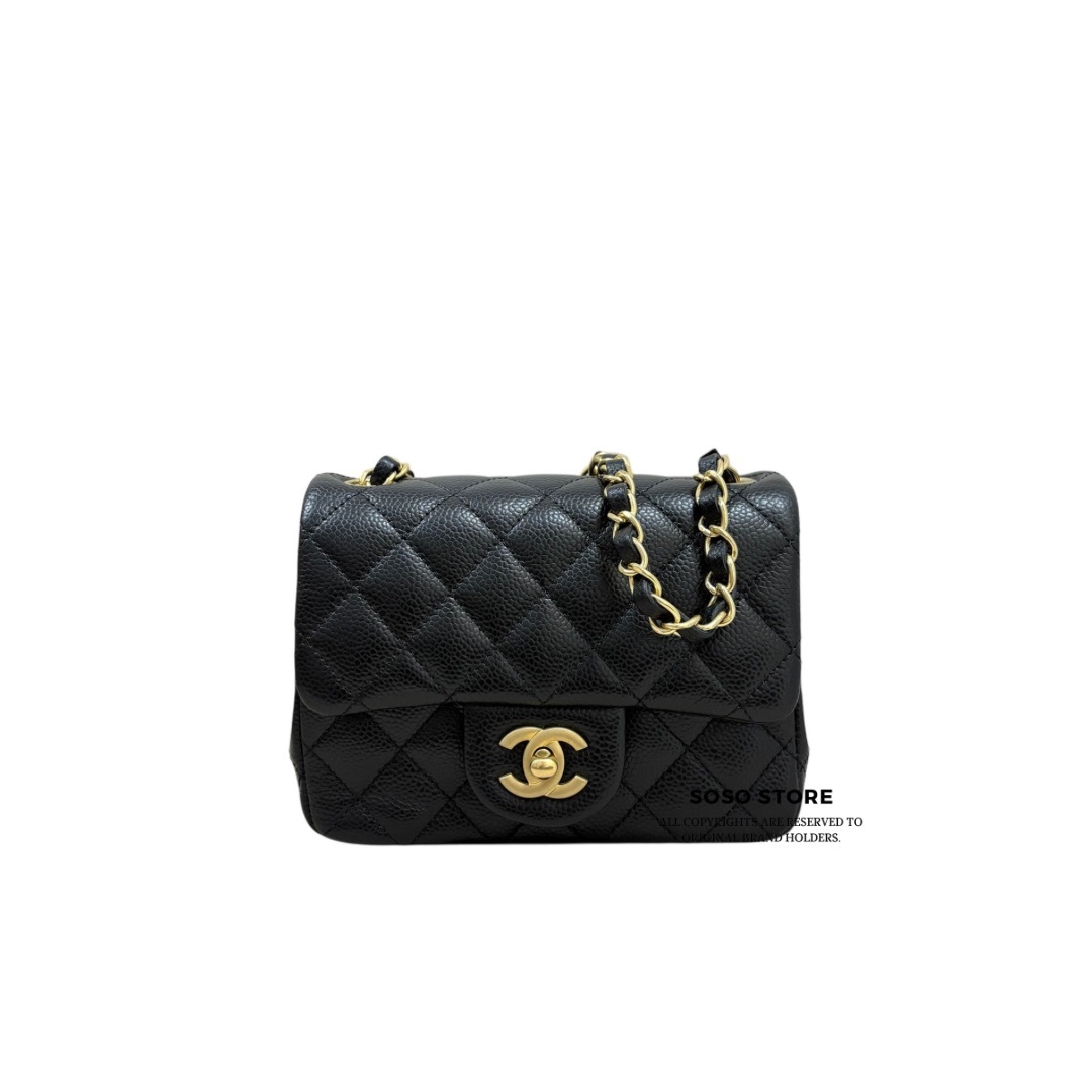 Chanel Mini Square Flap Bag - Black / Ghw