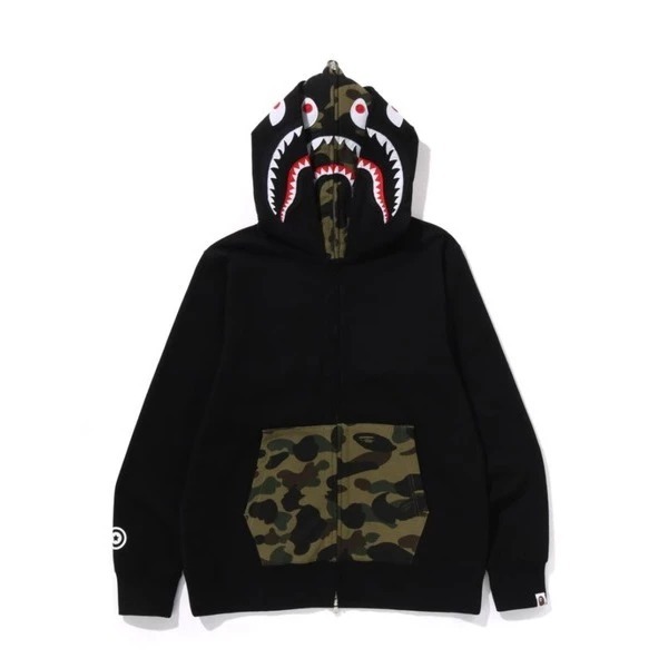 2025SS BAPE A BATHING APE 1ST CAMO SHARK FULL ZIP DOUBLE HOODIE 鯊魚 外套 現貨 1L30115007