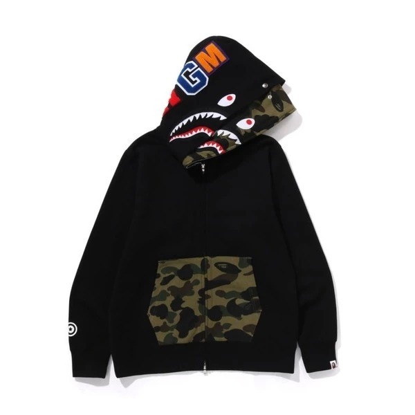 2025SS BAPE A BATHING APE 1ST CAMO SHARK FULL ZIP DOUBLE HOODIE 鯊魚 外套 現貨 1L30115007