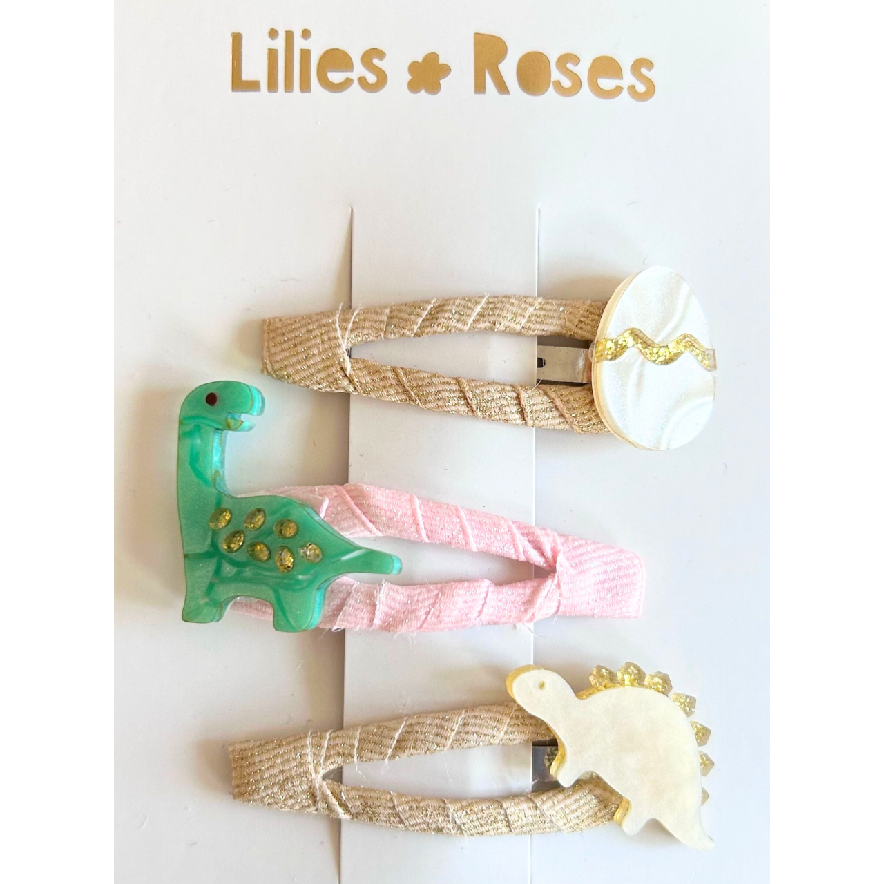 〖 Lilies & Roses 〗恐龍珠光貝殼髮夾三入組