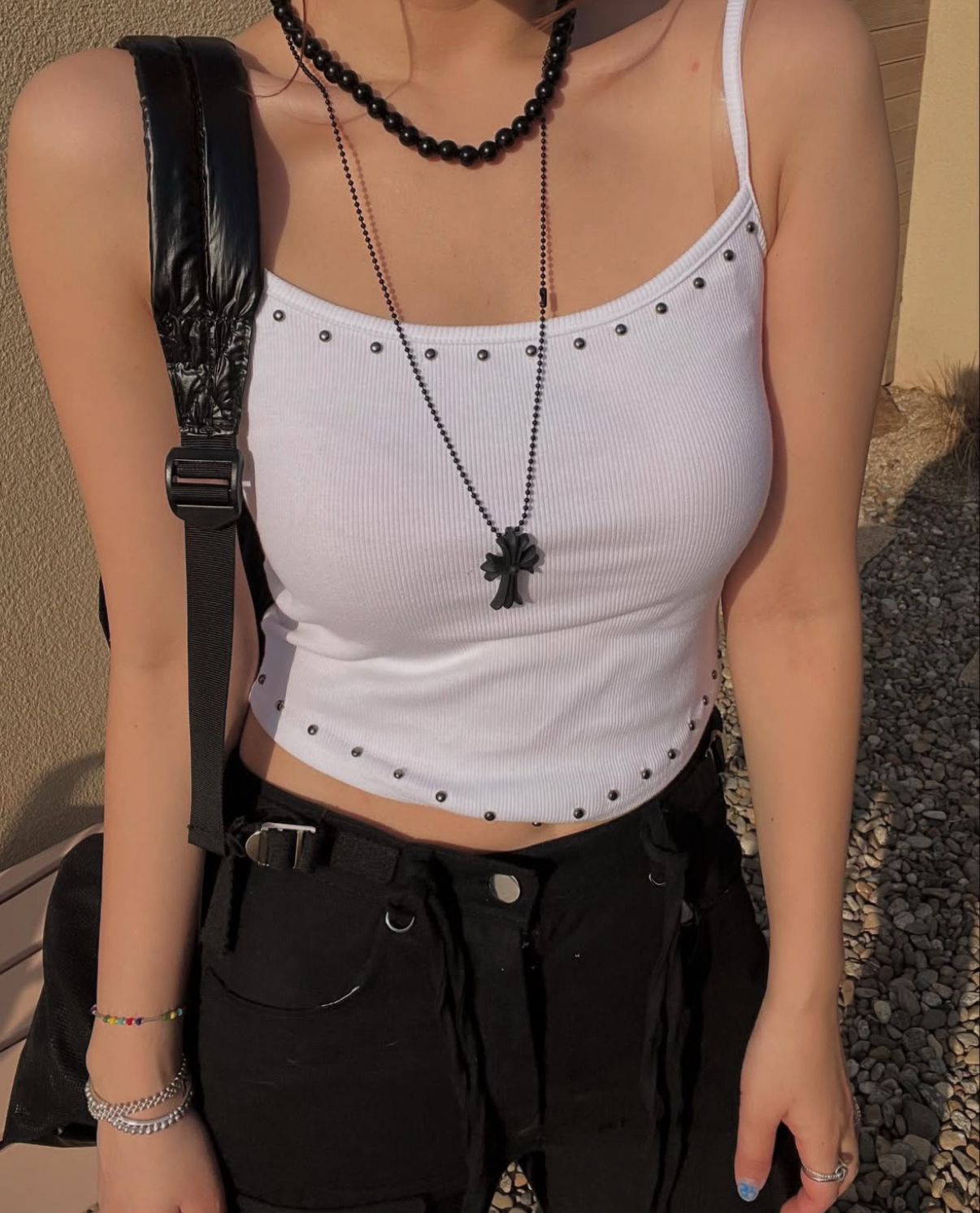 KR PUNK TOP WITH NECKLACE (3 COLORS)