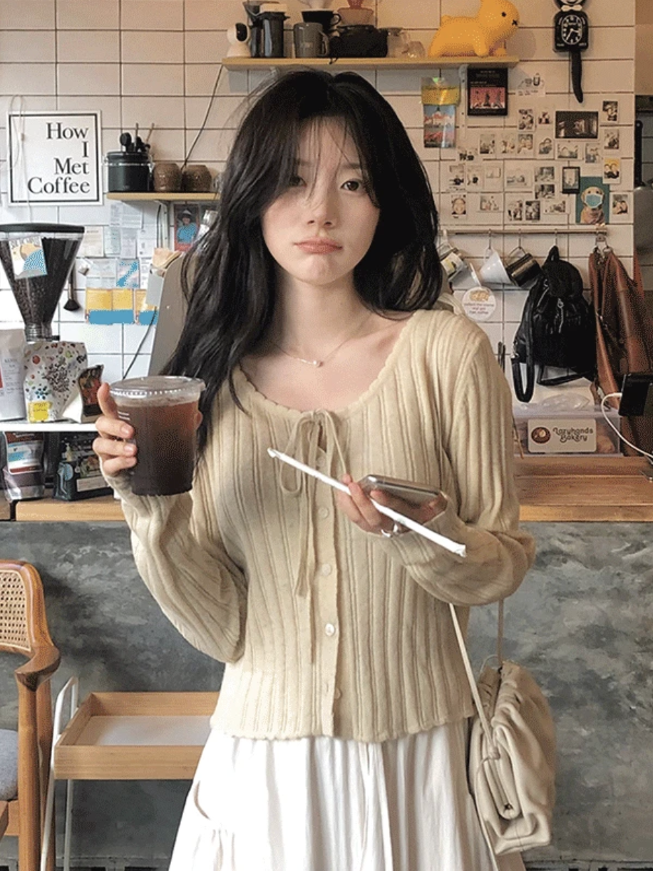 預訂｜SLOWAND #SLOWMADE 復古系蝴蝶結針織外套 (4 Color)