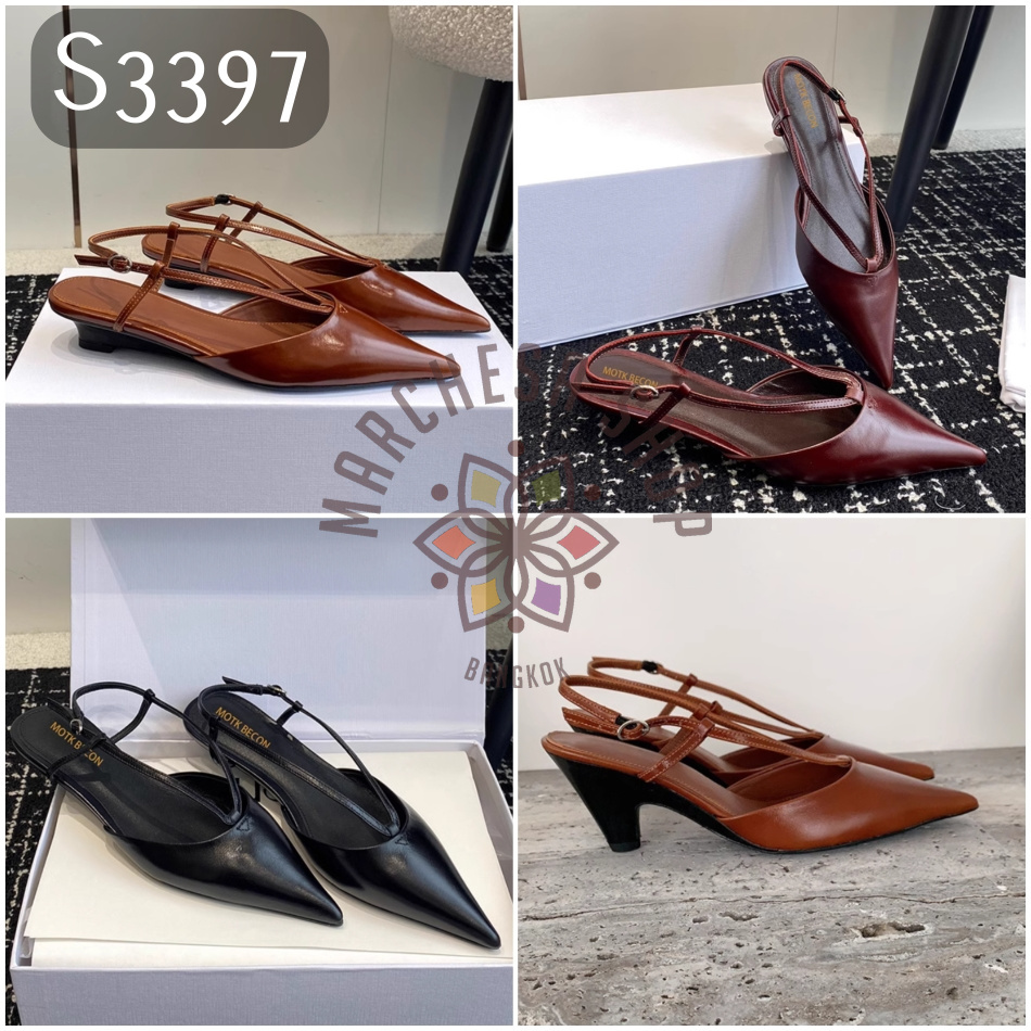 S3397 - 羊皮V帶簡約鏤空後踭高度涼鞋 (兩種高度)