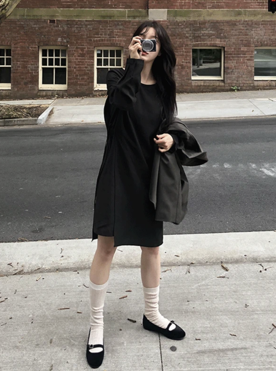 預訂｜SLOWAND #SLOWMADE 優雅蝴蝶結羅紋針織連身裙 (2 Color)