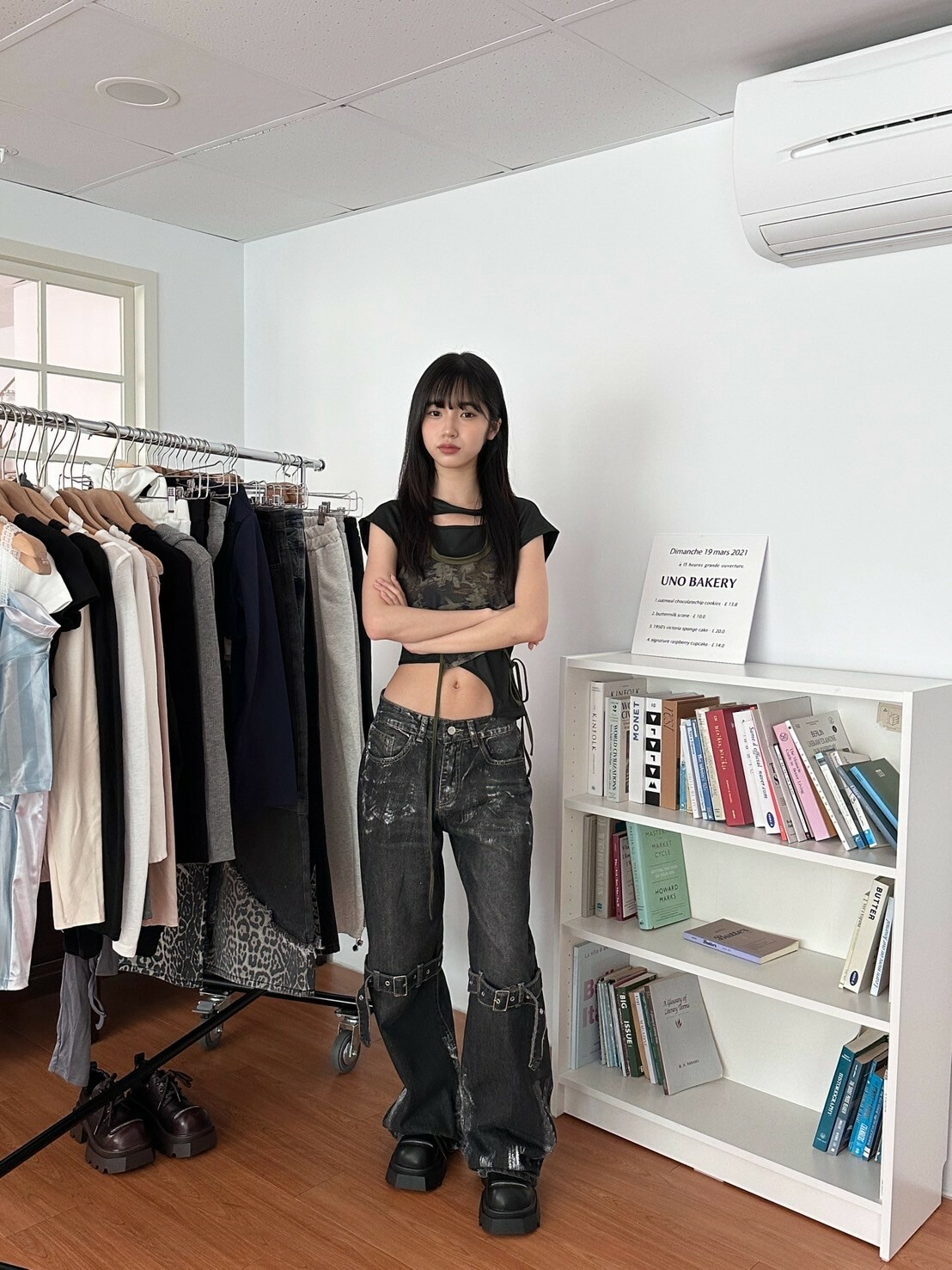 千禧vibe🕶️復古燙銀皮帶牛仔褲