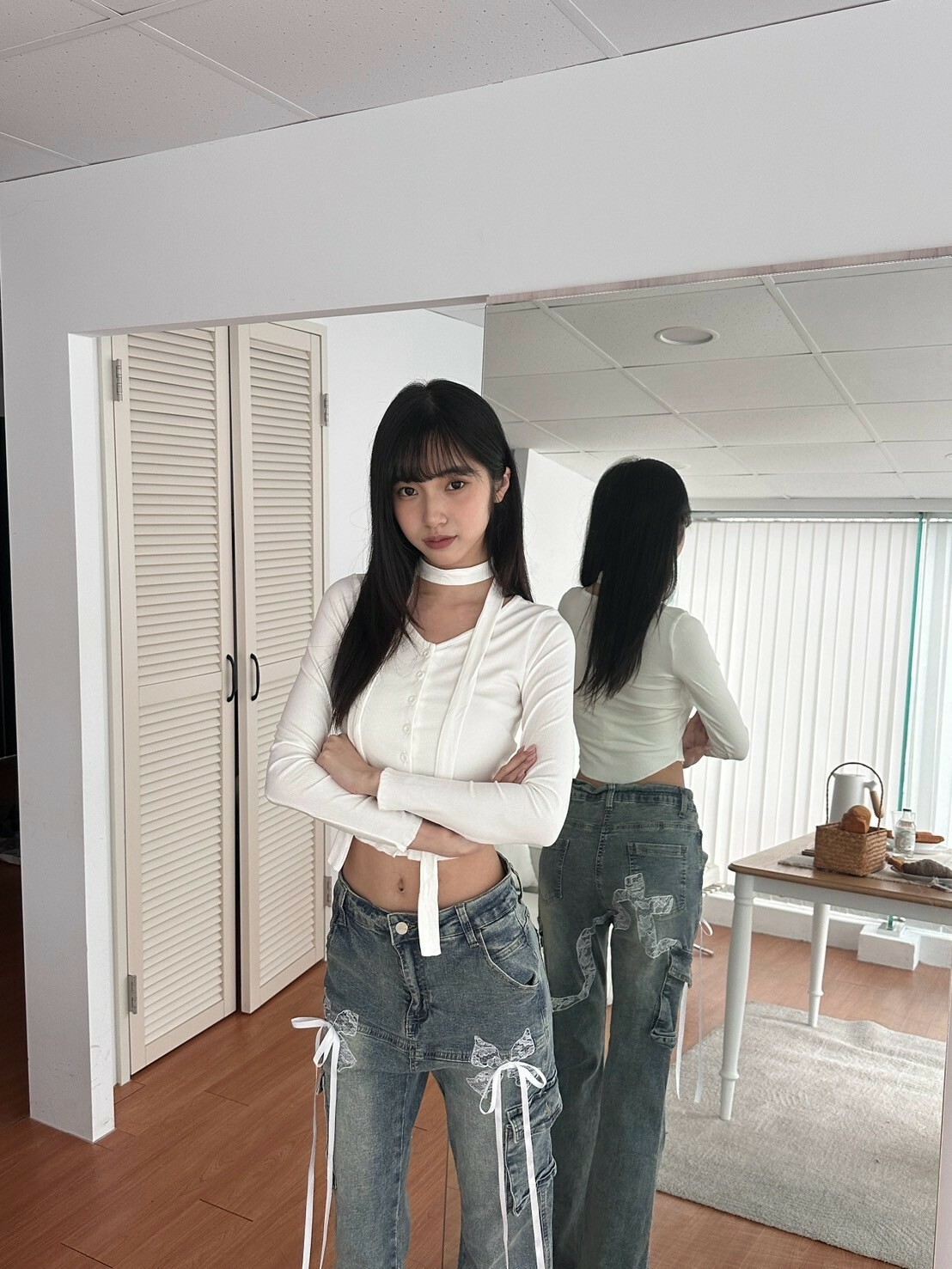 純欲系韓女 排扣螺紋針織掛脖 2colors