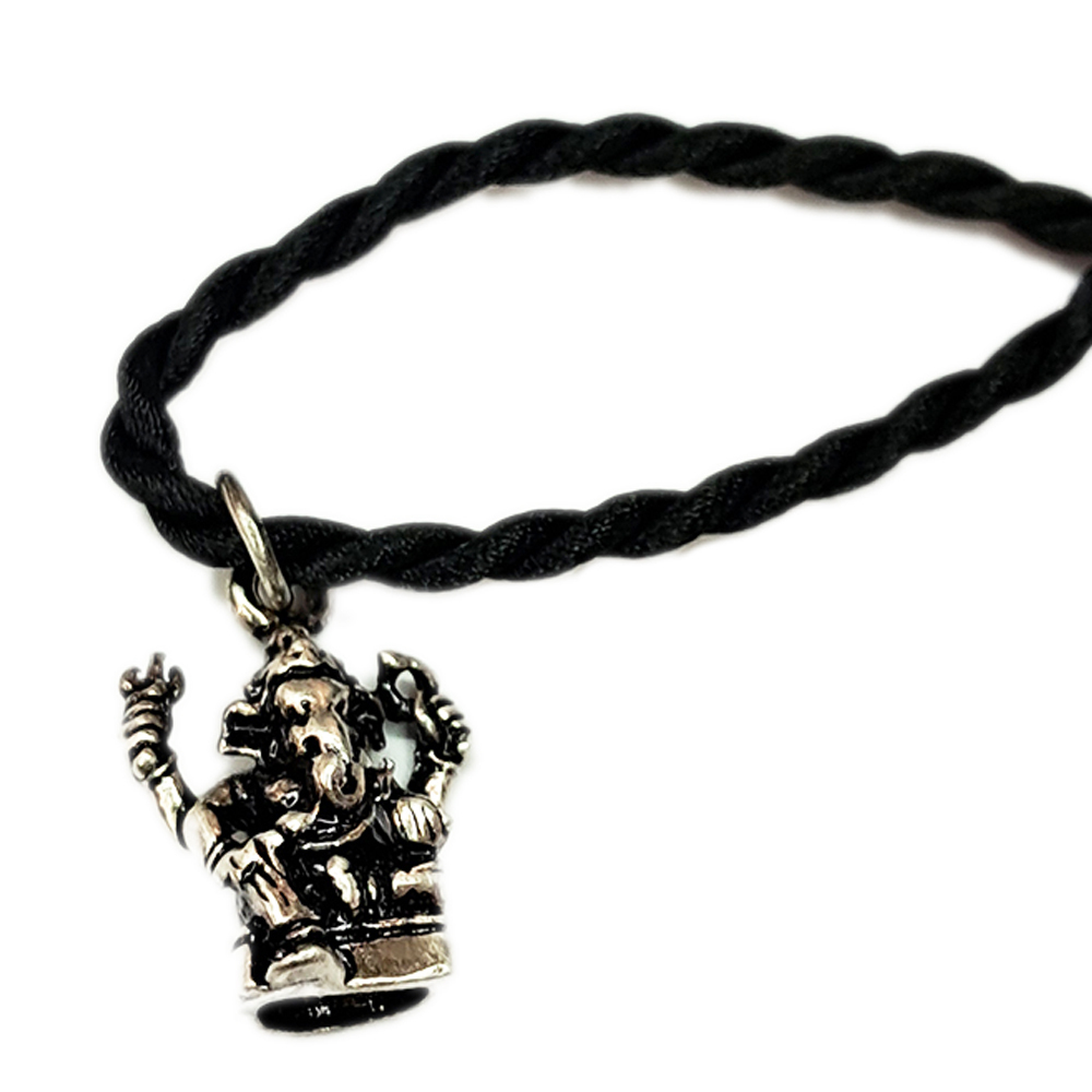 象鼻財神925純銀黑繩項鍊【十方】140711