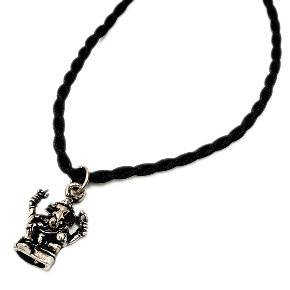 象鼻財神925純銀黑繩項鍊【十方】140711