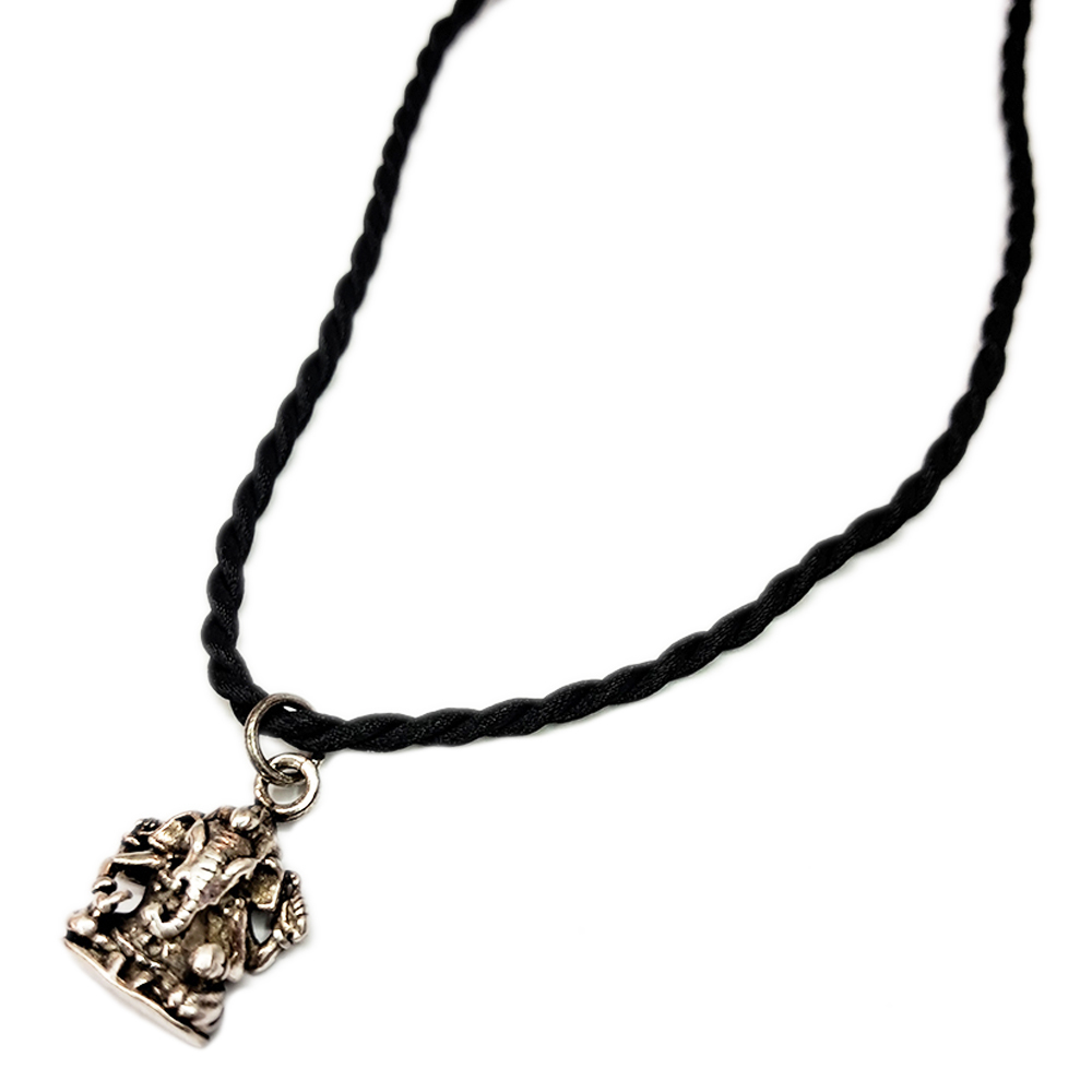 象鼻財神925純銀黑繩項鍊【十方】140712